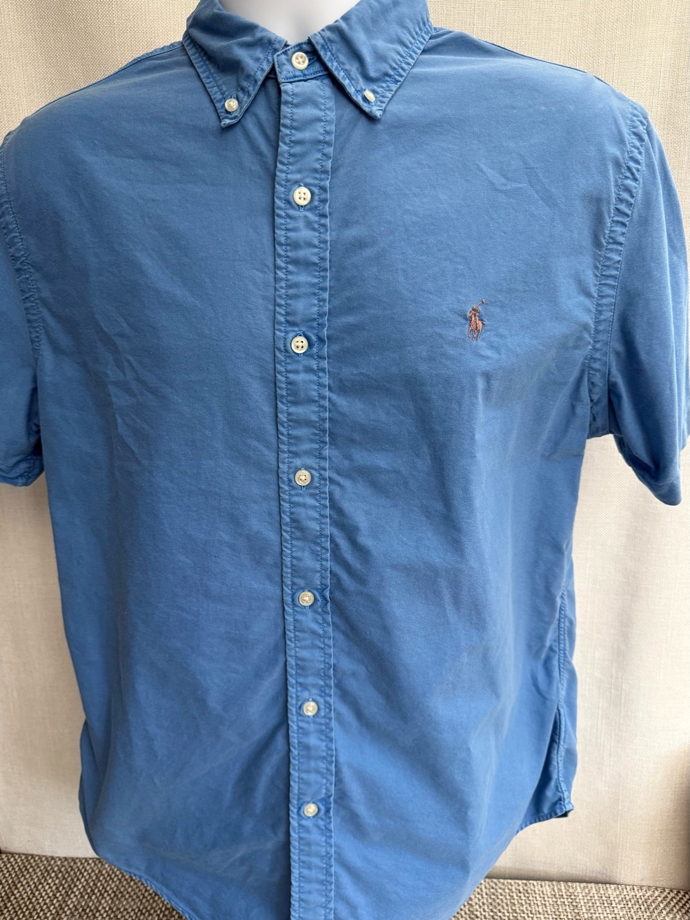 Ralph Lauren Blue Short-Sleeve Oxford Button-Down Shirt